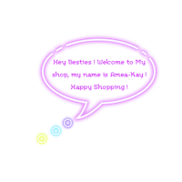 a speech bubble that says welcome to my shop my name is kyle happy shopping