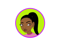 a cartoon of a black woman with a ponytail